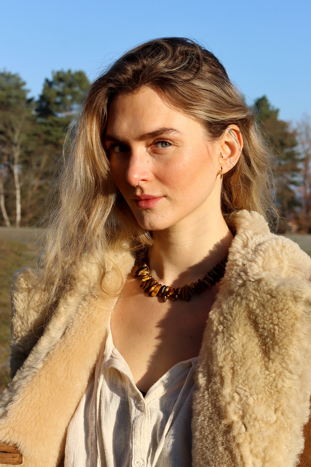 O Tigre | Edelsteinkette mit Tigerauge