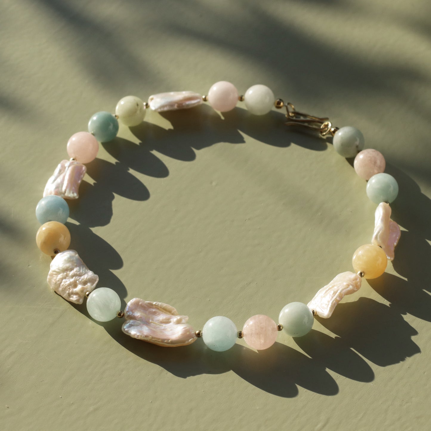 Bubble Gum 2 | Halskette mit Beryll + Süßwasserperle