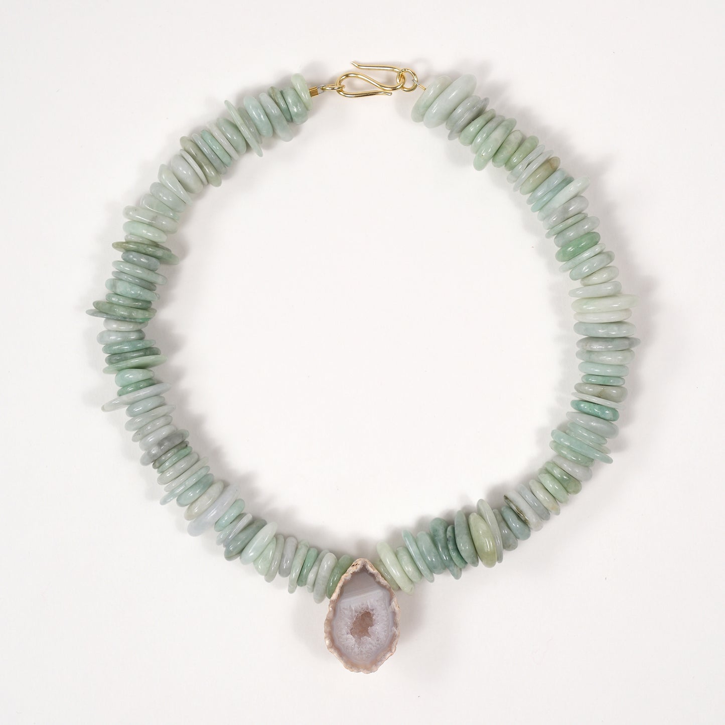 Mayan Forest | Edelsteinkette mit Jadeit & Achat-Druse Anhänger