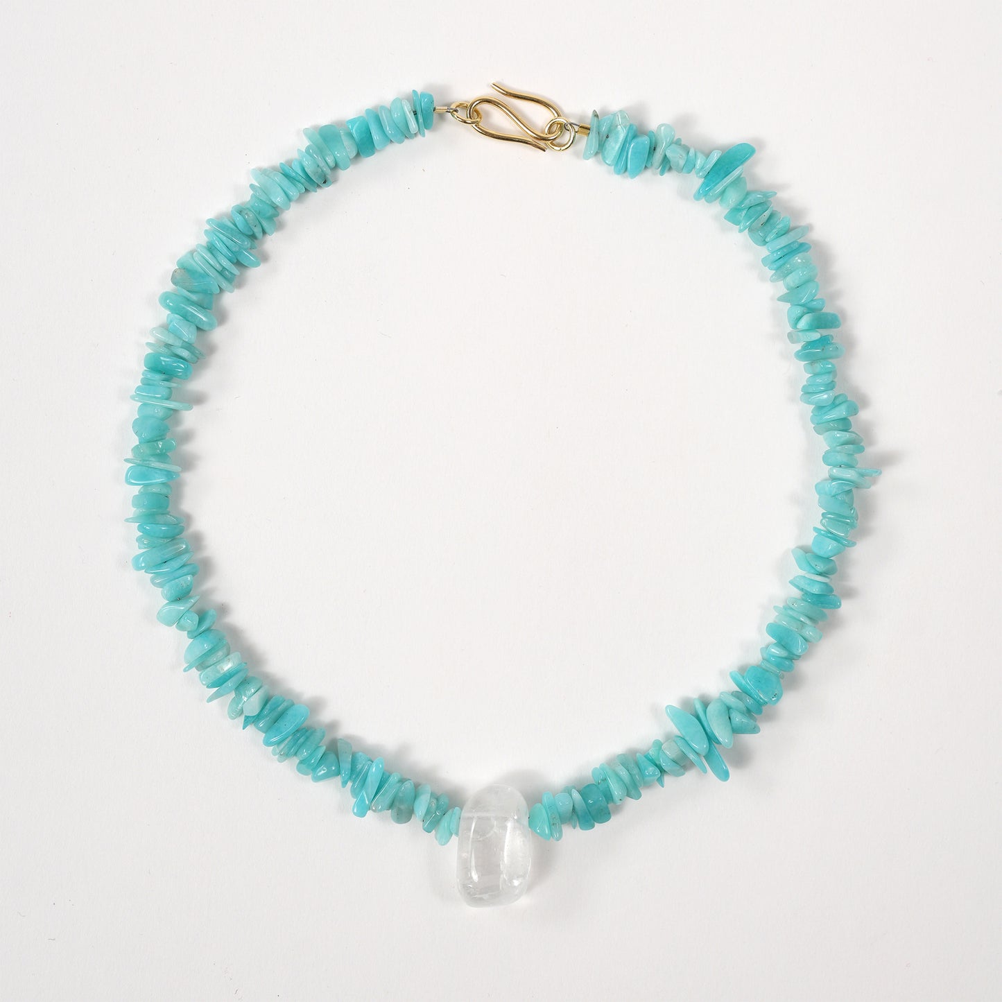 Blue Lagoon | Edelsteinkette mit Amazonit & Bergkristall Anhänger