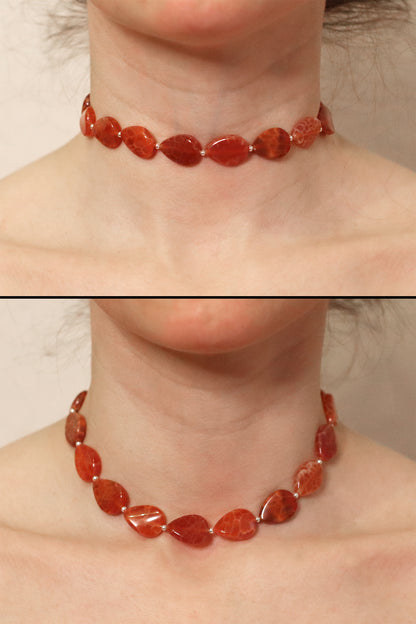 AGNI | Edelstein-Choker mit Achat-Tropfen