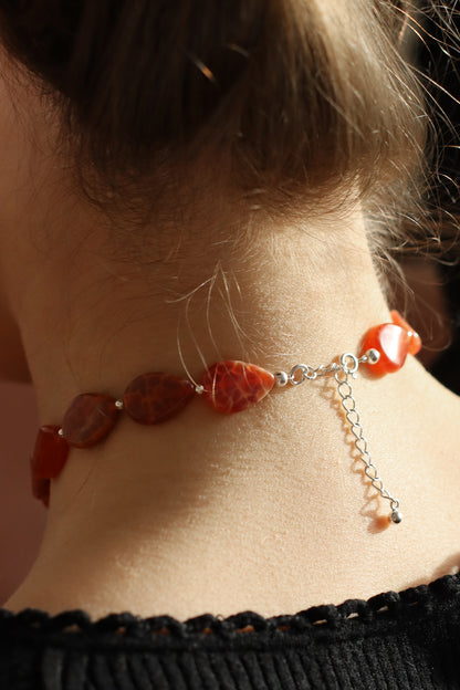 AGNI | Edelstein-Choker mit Achat-Tropfen