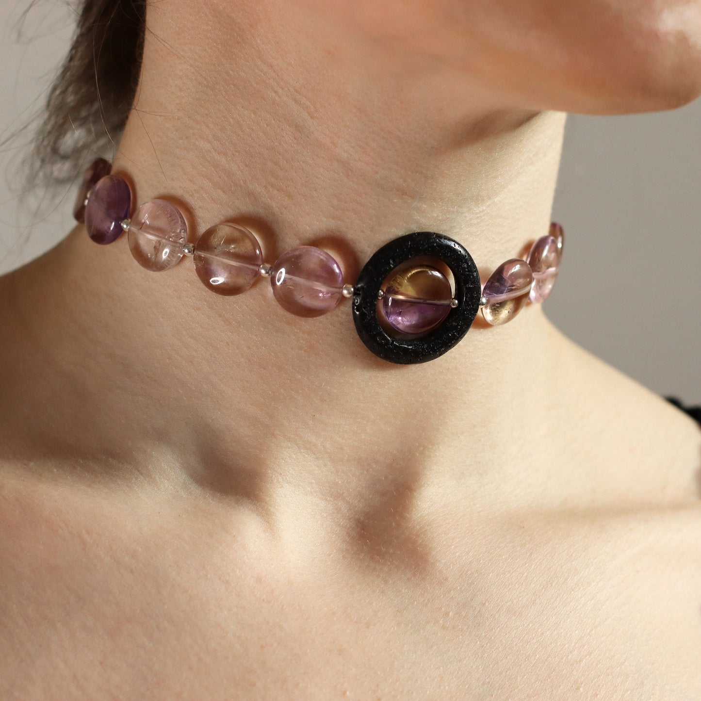 AURA | Edelstein-Choker mit Ametrin