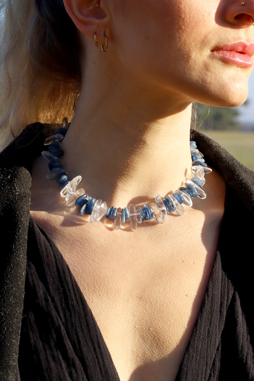 Clear Blue | Edelsteinkette mit Bergkristall & blauem Disthen