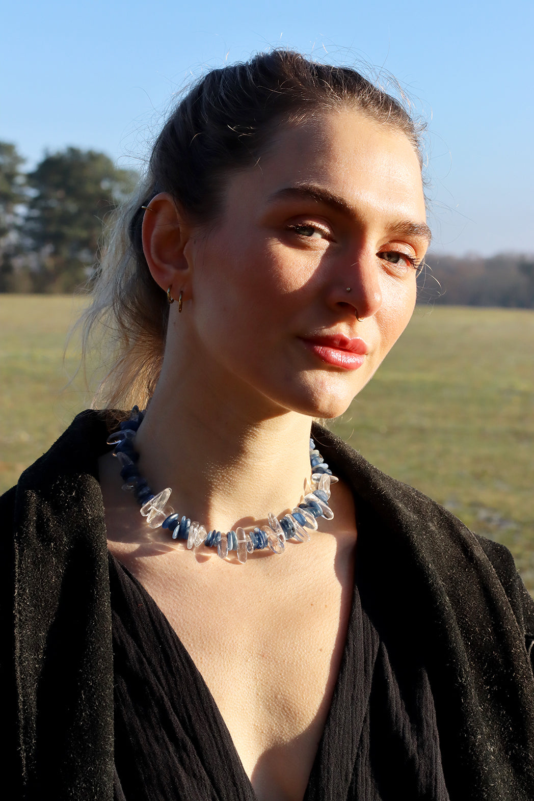 Clear Blue | Edelsteinkette mit Bergkristall & blauem Disthen