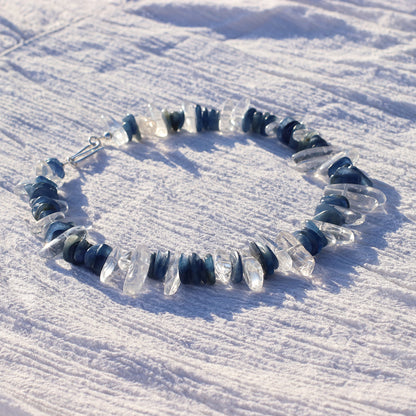 Clear Blue | Edelsteinkette mit Bergkristall & blauem Disthen