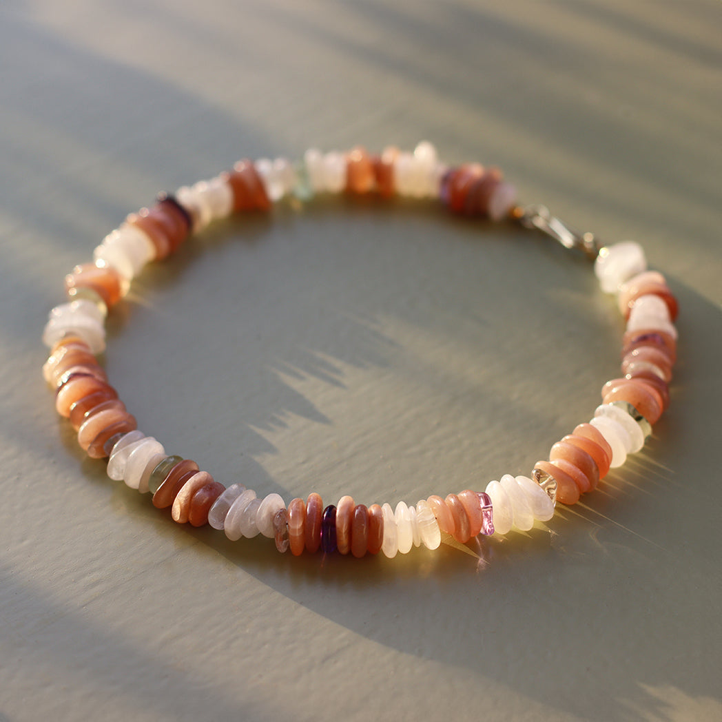 MoonFairy | Edelsteinkette mit Mondstein, Prehnit & Ametrin