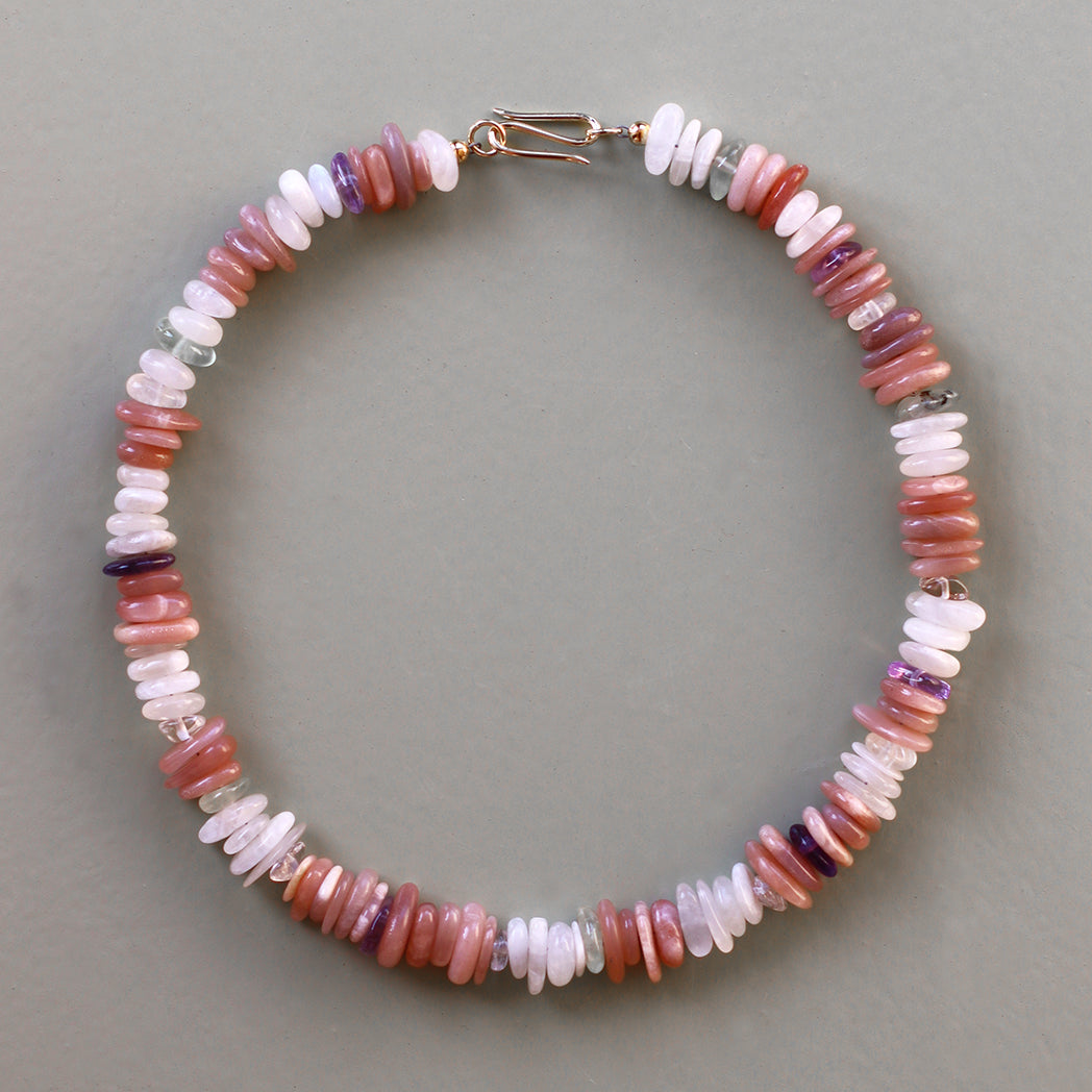 MoonFairy | Edelsteinkette mit Mondstein, Prehnit & Ametrin