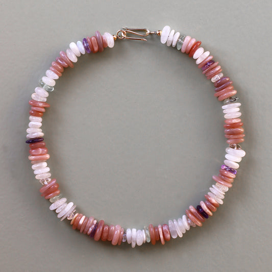 MoonFairy | Edelsteinkette mit Mondstein, Prehnit & Ametrin